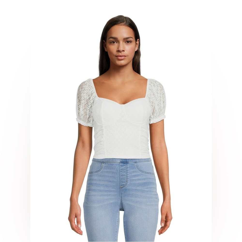 🔴 Madden NYC Juniors Puff Sleeve Lace Top